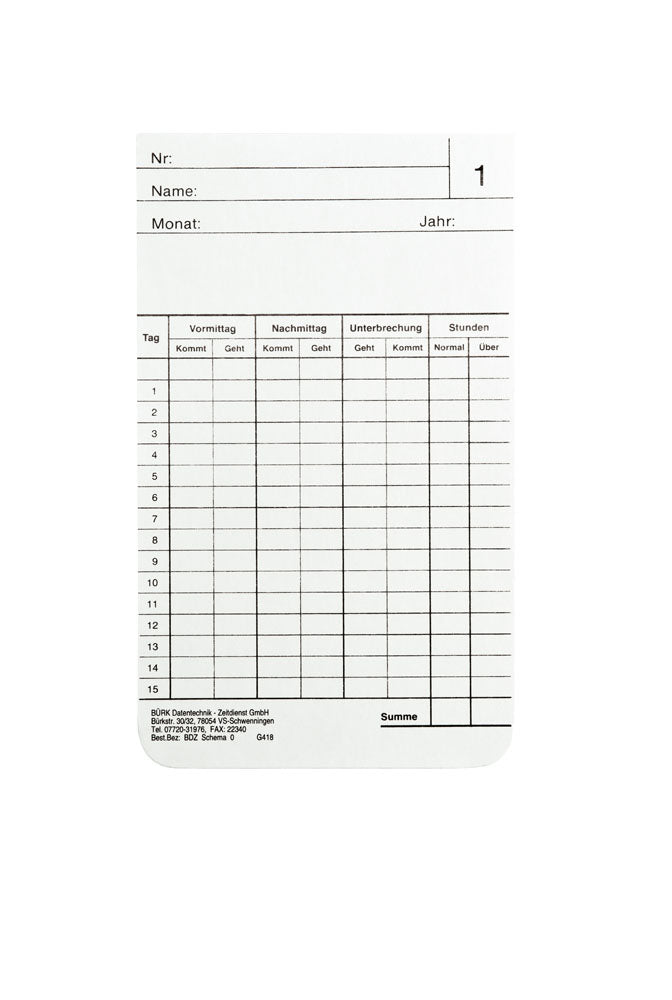 Stempelkarte BDZ Nr. 418 Schema O